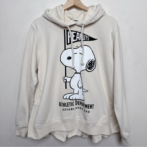 Zara Womens Small Snoopy Peanut Limited Tier Back Beige Hoodie - Picture 4 of 16